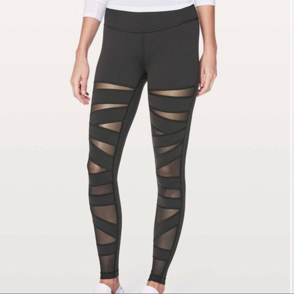 lululemon Black Wunder Under Mix and Mesh Tight